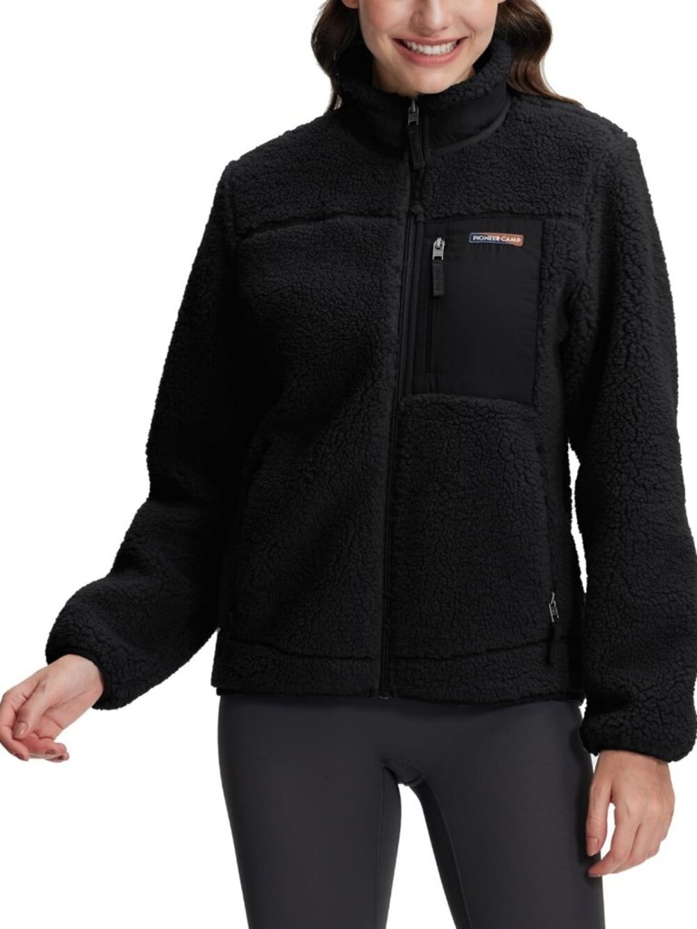 Cozy Women's Fuzzy Fleece Jacket - Warm Full Zip Coat with Pockets for Casual
